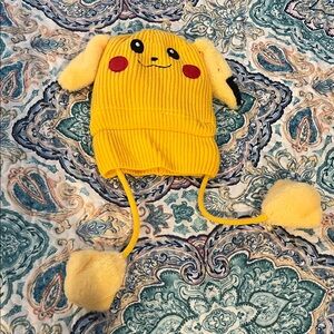Yellow Pikachu Knit Hat with Ear Flaps
